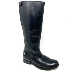 Frye Melissa Riding Boots Black Knee High Zip 6 B